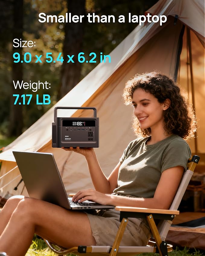 Portable Power Station 288Wh, 350W (700W Surge) LiFePO4 Solar Generator with AC/USB-C Ports, Fast Charging Emergency Battery Backup for Outdoor Camping, Travel, Hurricane Outage
