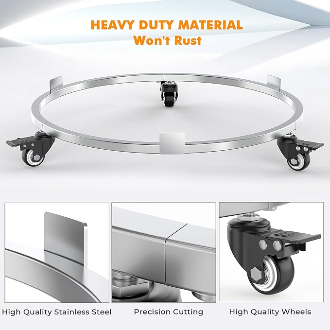 Fire Pit Stand Compatible with Solo Stove Bonfire and Other 19.5" Fire Pit, Firepit Stand with Wheels,Easy to Move,Rust Proof 304 Stainless Steel Fire Stove Accessories for Patio Camping Outdoor