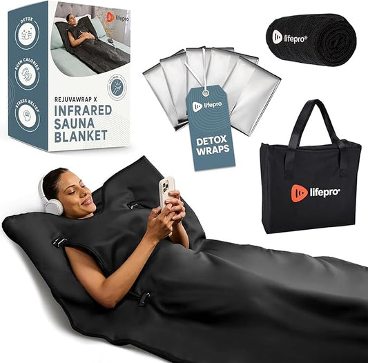 Lifepro Infrared Sauna Blanket for Detox & Relaxation – Low EMF Carbon Fiber Heating, 9 Temp Levels, 5 Colors – Portable Full Body Sauna Blanket Infrared with Waterproof Interior & Carry Bag