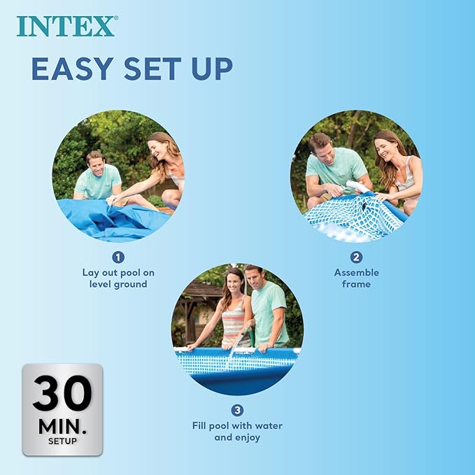 Intex Above-Ground Swimming Pool, Rectangular Frame 8.5ft x 26in, Ages 6 and Up