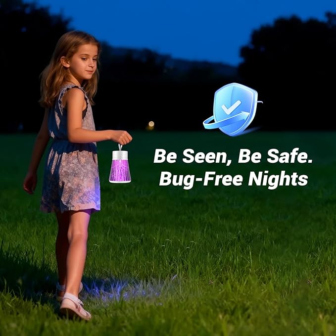 Bug Zapper Indoor, Portable Mosquito Zappers Killer, USB Power & Rechargeable Electric Fly Swatter Zapper, Mosquito Repellent Outdoor Patio, Flying Trap for Home Camping, Lightweight, Satety Gird