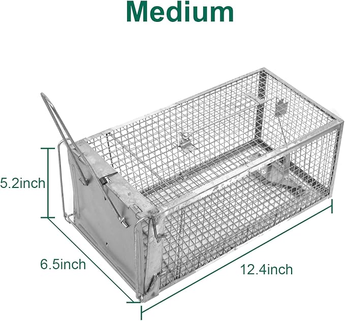 SZHLUX 2-Pack Humane Rat Trap, Mouse Traps Work for Indoor and Outdoor,Small Rodent Animal-Mice Vole Chipmunk Hamsters Live Cage,Catch and Release(SZ-SL3616D2S)