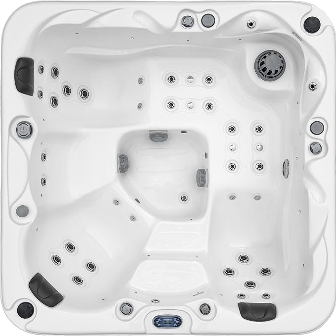 Surfaces Outdoor Hot Tub, Fits 4 Adults, 36 Jets, Double Lounger Seat Spa, Bluetooth, LED Lights, Cover Included, Wellness Tool, Aqualife by Strong Spas