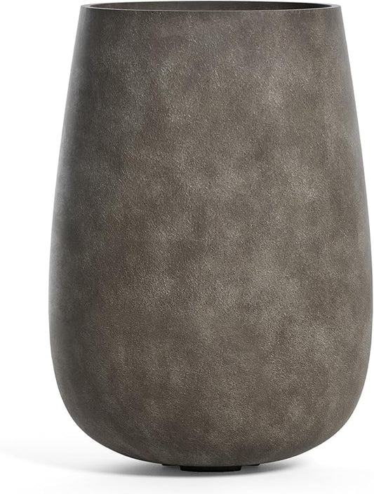 Mondo High Tall Planter – River Stone Finish – Fiberglass Indoor/Outdoor and Weather-Resistant Round Planter (17.7" D x 30.9" H Exterior, 16.5" D x 30.7" H Interior)