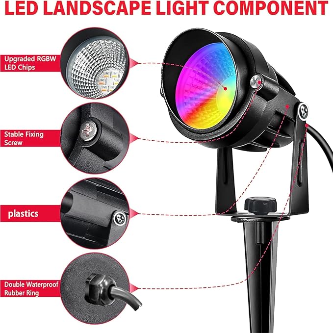 AGDJASA 10W RGBW LED Landscape Lights Spot Lights Outdoor for Yard Garden Decor Spotlight, Landscape Lighting with 16 Color Changing and Remote IP68 Waterproof (10)