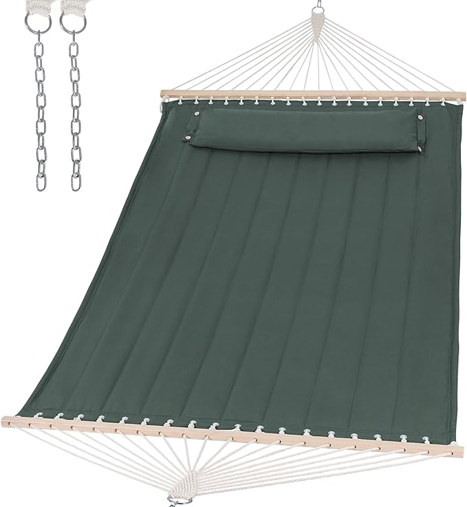 SUNCREAT Hammocks Replacement Hammock for Stand, 475 lbs Capacity, Two Person Backyard Hammock for Outside, Green Gray
