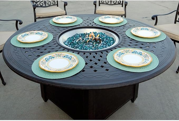 Darlee AC Series 60-Inch Round Propane Fire Pit Dining Table