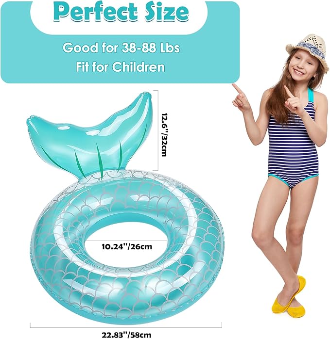 HeySplash Pool Floats Kids, Inflatable Swimming Ring Swim Tube Floaties, Summer Water Fun Beach Party Swimming Pool Toys for Kids Children Water Activities