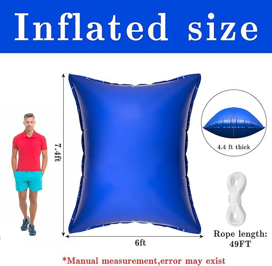 Sfcddtlg 7.8 x 6.3 Ft Large Pool Pillows for Above Ground Pools- Rectangle Winter Pool Cover Air Pillow- Inflatable Swimming Pool Closing Winter Pillow with Ropes for Support Pool Covers