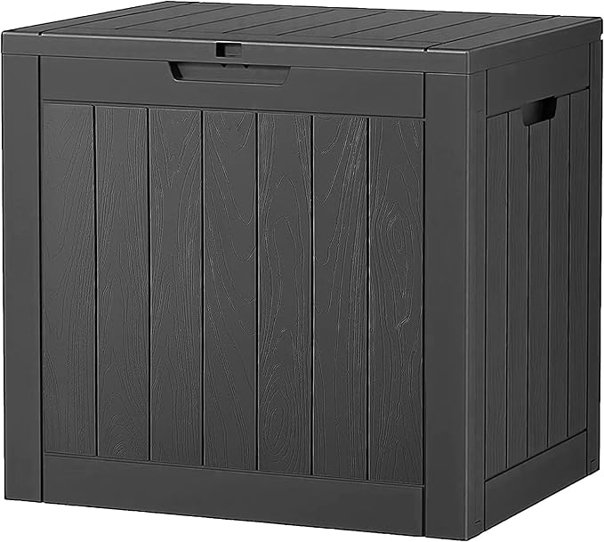 NUNU LAB 32 Gallon Outdoor Storage Box Waterproof, Outside Package Delivery Deck Boxes with Lockable Lid, Backyard Storage Bin For Garden Tools, Patio Cushions, Pool Accessories, Black
