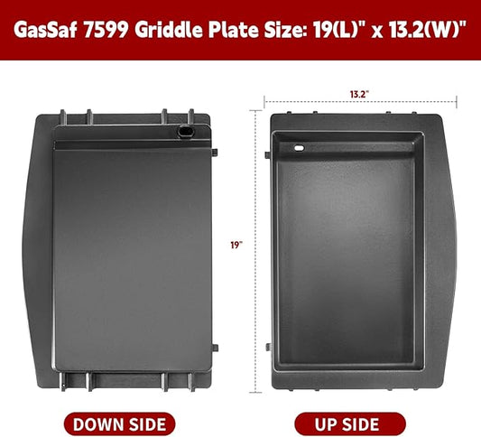 GasSaf 7599 Cast Iron Griddle for Weber Genesis II 300/600, Flat Top Grill Pan Insert for Genesis II E-310/S-310/E-315/E-335/S-335/SE-335/E-610, BBQ Griddle Pan for Weber Gas Grill Replacment Parts