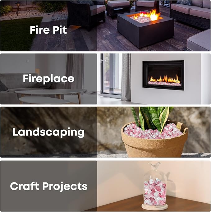 Stanbroil 10-Pound Reflective Tempered Fireplace Glass and Fire Pit Glass, Rose Gold, 1/4-Inch