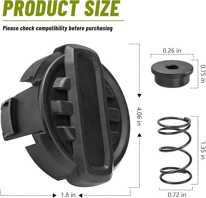 DWO1DT995 Weed Trimmer Head Replacement for Dewalt String Trimmer Head Parts, Dewalt Weed Wacker Head with Weedeater Cap and Spring, Dewalt Weed Trimmer 20V Parts DCST922P1 DCST922B DCST972X1 (2 Pack)