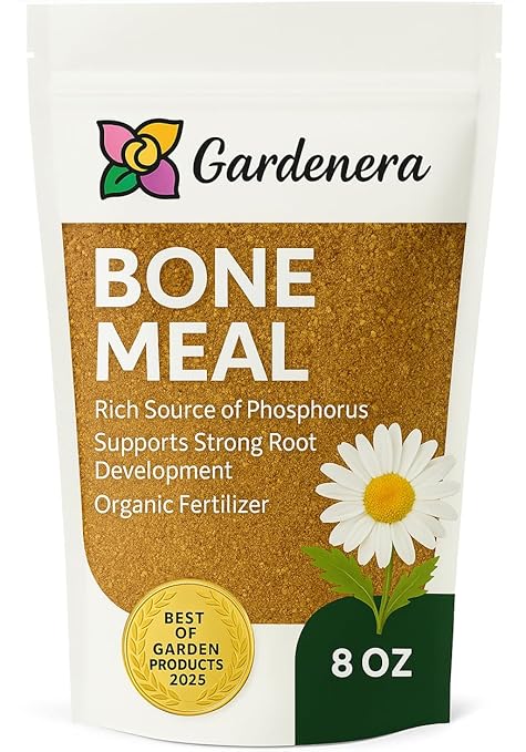 𝐁𝐄𝐒𝐓𝐒𝐄𝐋𝐋𝐄𝐑 Organic Bone Meal Fertilizer by Gardenera (4-12-0 NPK) All-Natural Plant Food Source of Nitrogen and Phosphorus for Bulbs, Gardens, Potted Plants, Trees, and Shrubs [8 OZ]