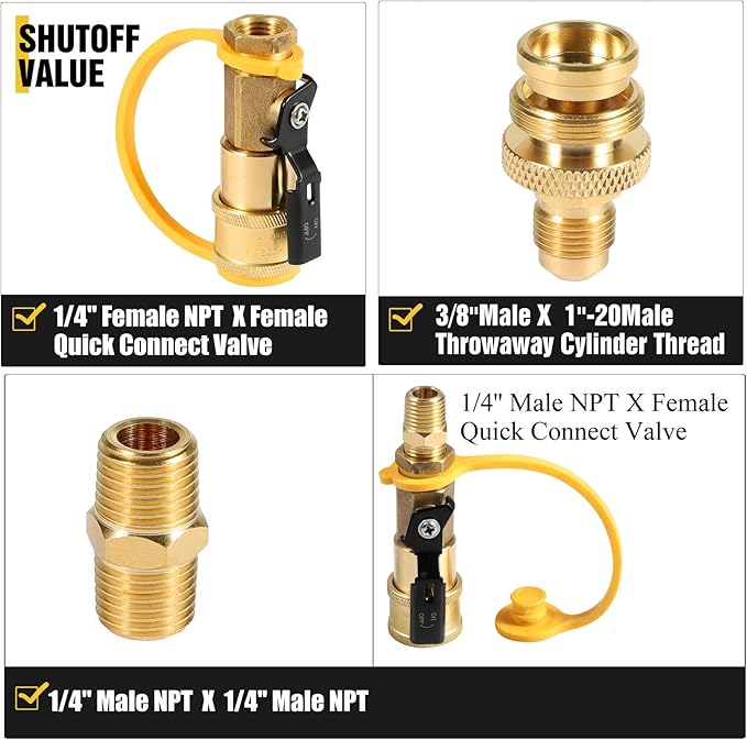 12FT Quick Connect Propane Hose for RV, with Safety Shutoff Valve, 1/4'' Quick Disconnect Connect for RV to Gas Grill, Compatible with 1 LB Portable Appliance to RV 1/4" Female Quick Disconnect
