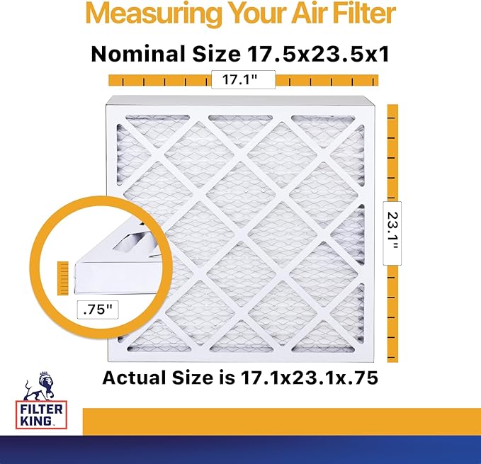 Filter King 17.5x23.5x1 Air Filter | 4-PACK | MERV 13 HVAC Pleated A/C Furnace Filters | MADE IN USA | Actual Size: 17.1 x 23.1 x .75"