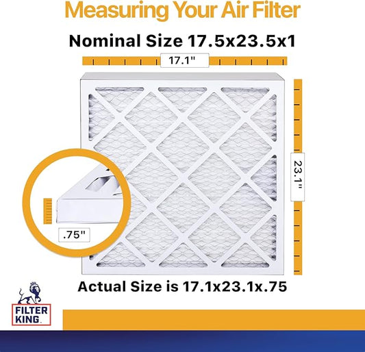Filter King 17.5x23.5x1 Air Filter | 4-PACK | MERV 13 HVAC Pleated A/C Furnace Filters | MADE IN USA | Actual Size: 17.1 x 23.1 x .75"