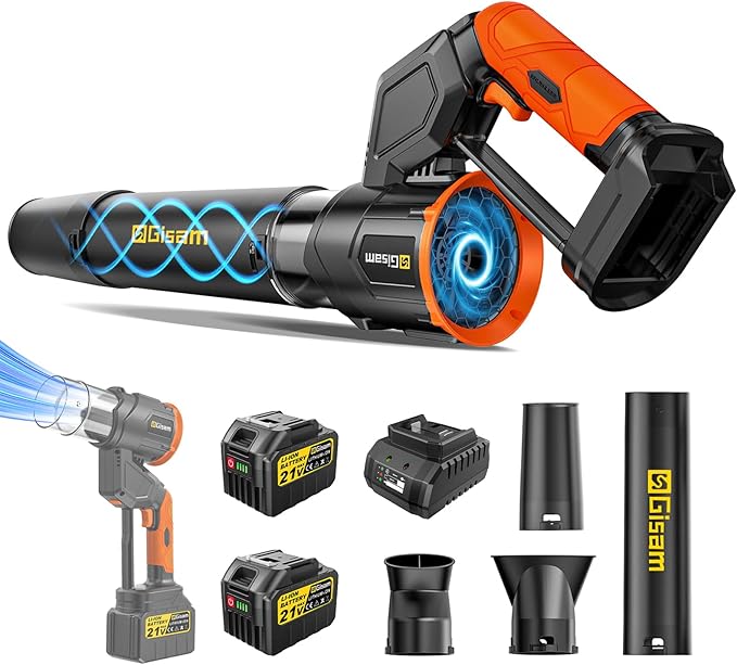 Electric Leaf Blower Cordless -850CFM, 250+MPH, 3000W Brushless Leaf Blower with 2×6.0Ah Batteries, 180° Rotatable 2-in-1 Handheld Blower, 3-Speed for Lawn Care/Yard/Car/Patio