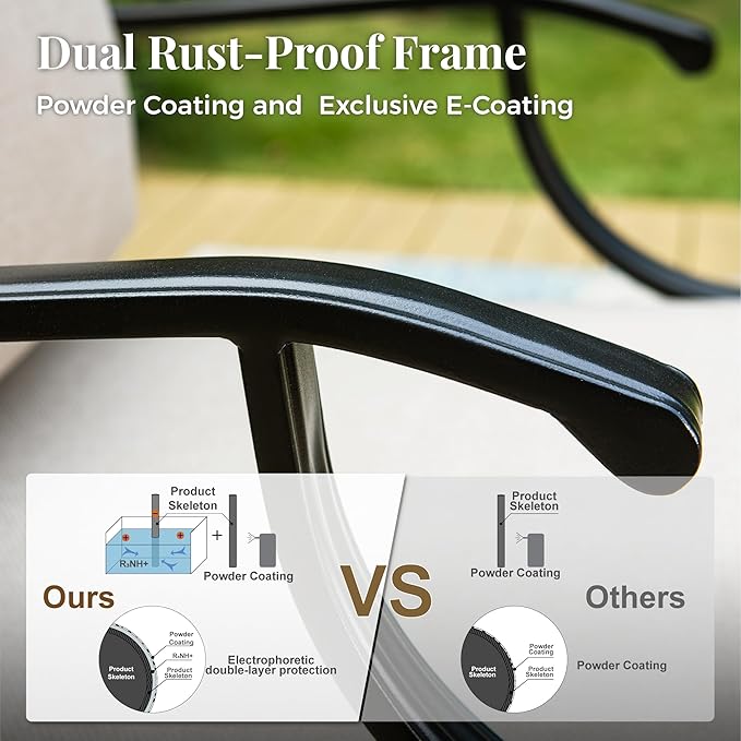 Patio Furniture Set 7 pcs, Outdoor Patio Furniture, 3-Seat Sofa, 2 Single Chairs, 2 Swivel Chairs, 2 Ottomans and 5.75" Extra Thick Cushion, Patio Conversation Set for Backyard Deck,Beige