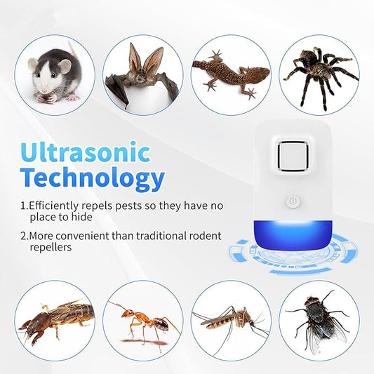 Ultrasonic Pest Control Repeller Plug in, Electronic Rodent Repellent for Indoor Home, Mosquito Repellent, Cockroach Killer, Spider Repellent (6 Pack)