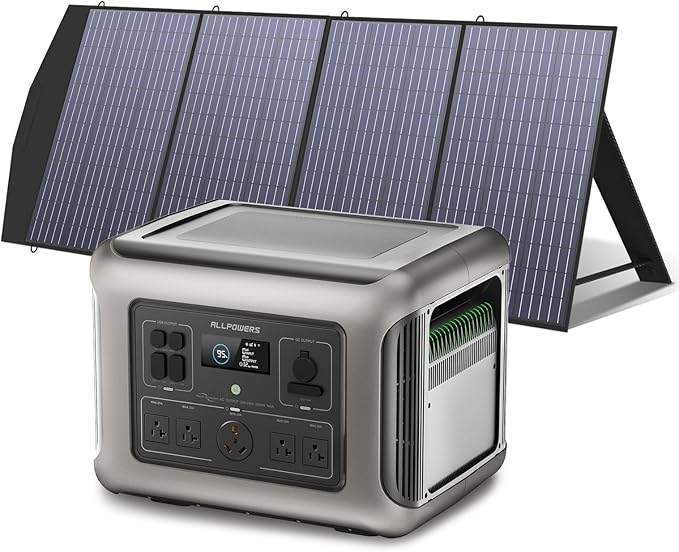 ALLPOWERS R2500 Solar Ready Generator,2500W/2016Wh Capacity with Included 100W Panel & 30A RV Outlet (R2500+SP033-200W)