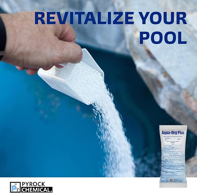 Pool Shock by Aqua Org Plus - 65% Granular Cal Hypo - Swimming Pool Shock for In-Ground, Above Ground, Spas & Hot Tubs - 50-Pack of 1 Pound Bags