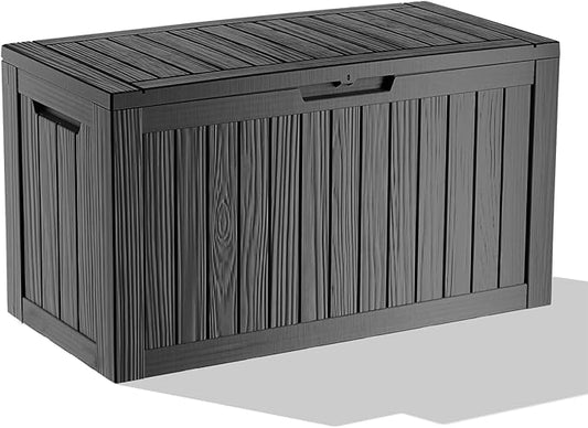 90 Gallon Waterproof Outdoor Storage Box,Resin Deck Box,Lockable Outside Storage Box Container for Patio Furniure,Garden,Tools (90 Gallon,Black)