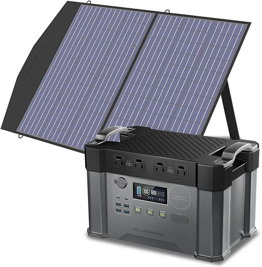 ALLPOWERS S2000 Pro Solar Generator with SP027 Panel Included 2400W MPPT Portable Power Station with Foldable Solar Panel 100W, Solar Backup Power for Van House Outdoor Camping