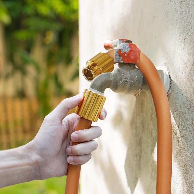 Worth Short Lead-in Hybrid Garden Hose 5/8 in. x 10 ft. -Kink Free, No Leaking, Male/Female Fittings -Heavy Duty Durable Flexible Lightweight Water Pipe -Brass Aluminum Ends for Household & Yard Use