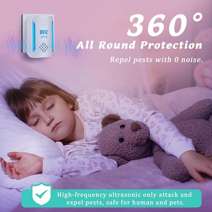 6 Packs Ultrasonic Pest & Insect Repeller, Upgraded Indoor Ultrasonic Repellent for Mosquitoes, Roaches, Flies, Mouse, Geckos, Spiders, Electronic Plug in Pest Control, 2 Mode Switching, White