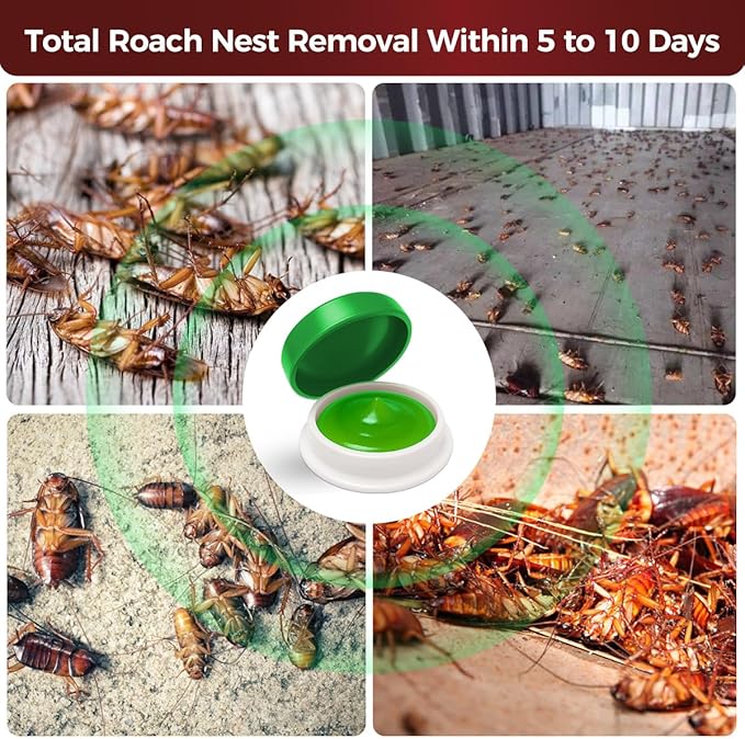 80 Pack Roach Bait Indoor Infestation, Powerful Attraction Cockroach Bait Gel Stations, Quick Repellent Formula, Easy to Apply Cockroach Control for Effective Home Protection