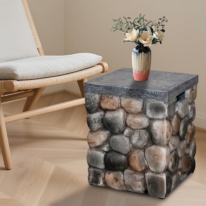 Propane Tank Cover Table, Square Tank Container Fits Standard 20 lb Cylinder Bottle Storage Box Hideaway Table, Gas Tank Holder for Outdoor Gas Fire Pits