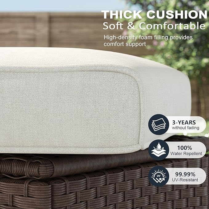 LayinSun 5 Piece Wicker Patio Furniture Set, Classis Outdoor Conversation 360 Degree Swivel Chairs Set with Coffee Table