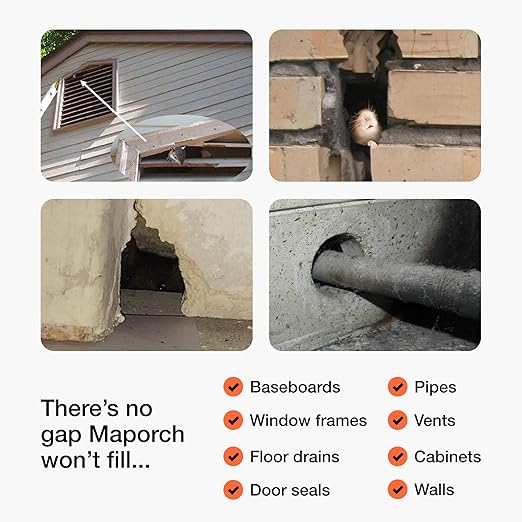 MaPorch Stainless Steel Wool Mouse Hole Filler - Pack of 2, 2.5" x 7.5 ft - Flexible Gap Filler & Rodent Defense - for Weep Hole & Brick Wall Seals