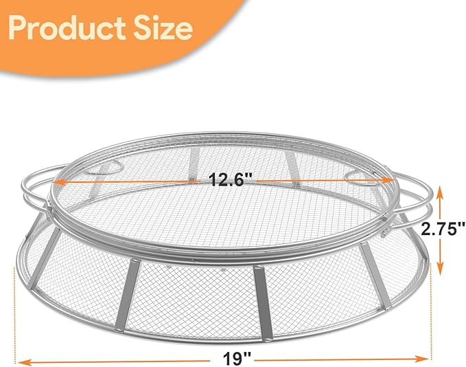 Spark Protector Mesh Screen for Solo Stove Bonfire 19.5 Inch, Stainless Steel Fire Pit Spark Screen Mesh Fire Pit Spark Protector with Sticks Poker for Solo Stove Bonfire Accessories