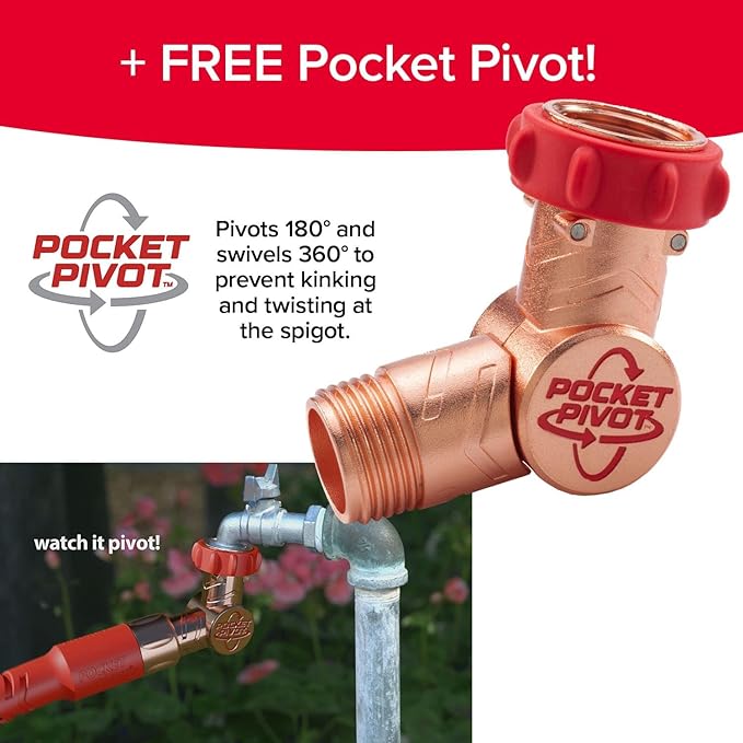 Pocket Hose Copper Head w/New Pocket Pivot Expandable Garden Hose 100FT, AS SEEN ON TV, Swivels 360°, Advanced Tri-Tex Tubing & Force Field Jacket, 3X Stronger, Lead-Free, No-Kink, Anti-Burst w/APT
