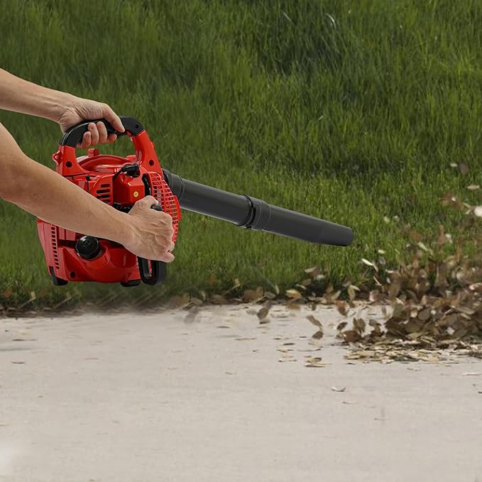 25.4CC Leaf Blower & Leaf Vacuum Mulcher, 2-Stroke Handheld Gas Powered Leaf Blower for Yard Cleanup, Mulching & Debris Collection, Red