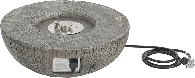 Propane Fire Pit Table, 28" MGO Firepits for Outside, Round Gas Fire Pit for Outside Patio, Propane Fire Table with Rocks and Weather Protection Cover, Not Tank Cover, 30,000BTU, Light Gray