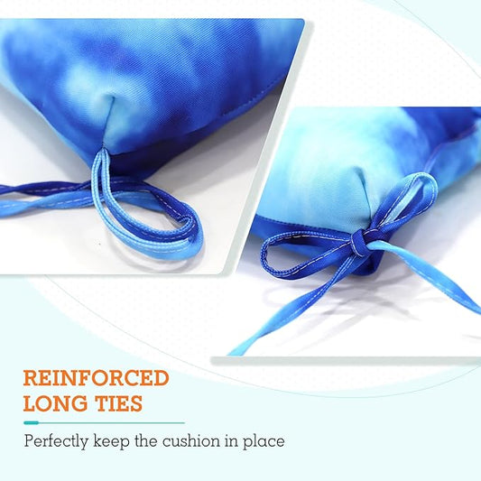 EAGLE PEAK Tufted Outdoor/Indoor High Back Patio Chair Cushions, Set of 2, 46'' x 22'', Tie Dye Blue