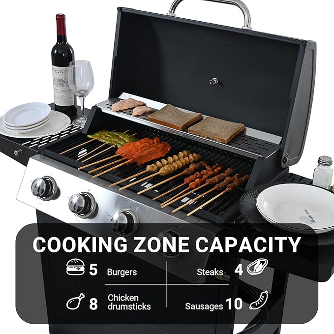 Endark 4-burner | 34,000 BTU all-purpose cast iron bbq grill | Perfect for outdoor cooking, garden, poolside, tailgating and hiking | great for roasting, searing, kebabs
