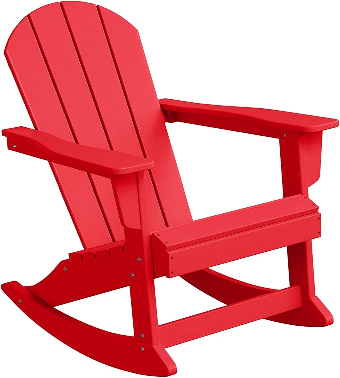 WestinTrends Malibu 2 Piece Set Outdoor/Patio Poly Adirondack Rocking Chairs (2 Seater), Red