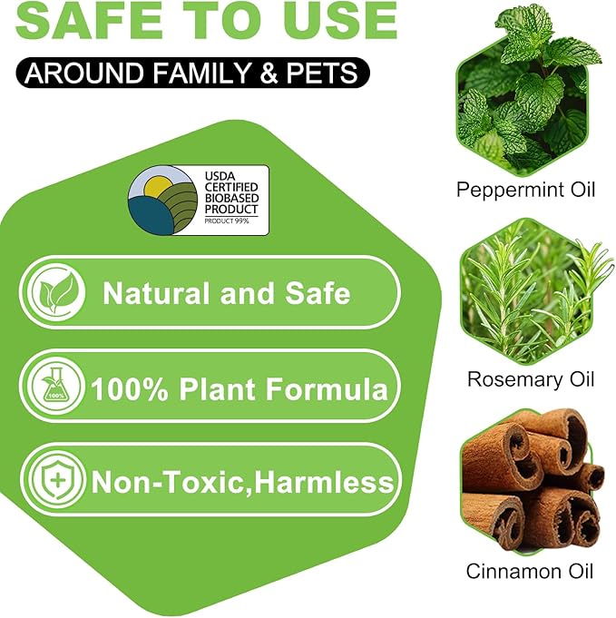 Extra-Strength Mouse Repellent Deterrent Pouches, USDA 99% Biobased, Peppermint & Rosemary Oils Repel Mice Nesting in Car, RV, Boat, Garage, Shed, Cabin Made in The USA (12 Pack)