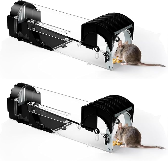 Humane Mouse Traps, 12.2 inches Enlarged No Kill Rat Live Traps 2 Pack for Chipmunks, Reusable Catch and Release Mice, Pet and Children Friendly Mouse Trap That Work