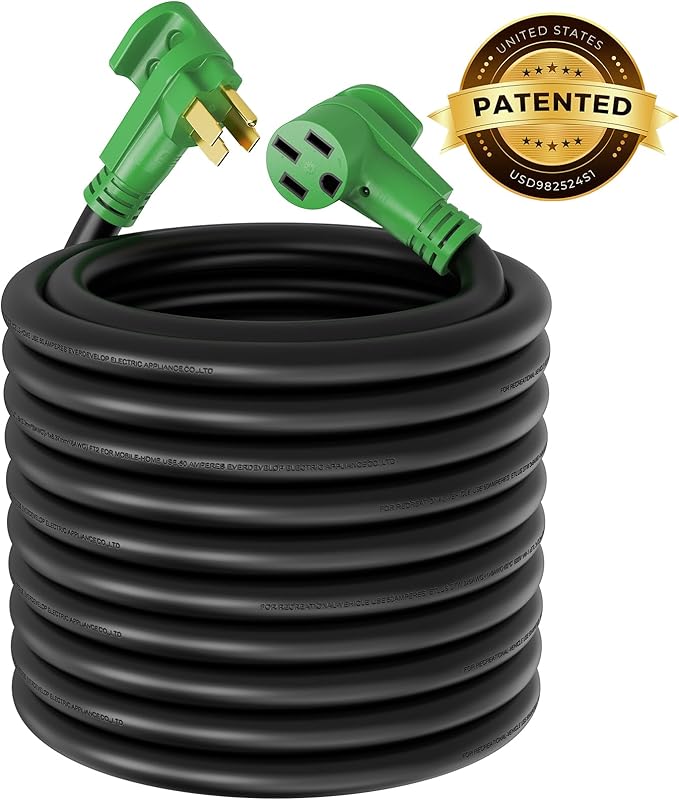 RVMATE 50 Amp 100 Feet RV/EV Extension Cord, Easy Plug in Handle, 14-50P to 14-50R with LED Indicator, ETL Listed