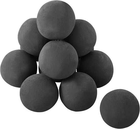 VEVOR Ceramic Fire Balls, 4 Inch 12 Pcs Round Fire Stones, Reusable Lava Rocks Indoor and Outdoor Use, Decorative Fire Pit Rocks for Propane/Gas Fireplace, Stove, Courtyard, Camping, Black