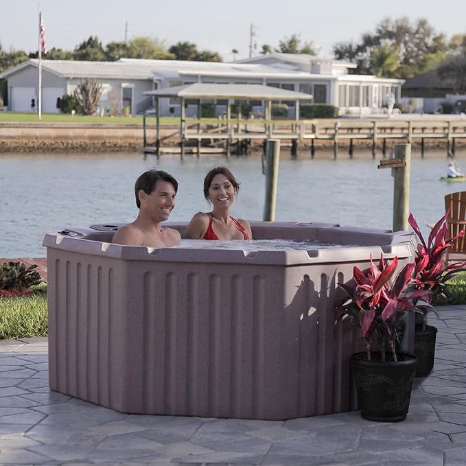 AquaLife Invi 5-Person Hot Tub with 11 Hydro Jets, LED Lighting & Insulated Cover – Non-Lounger Spa for Relaxation & Therapy