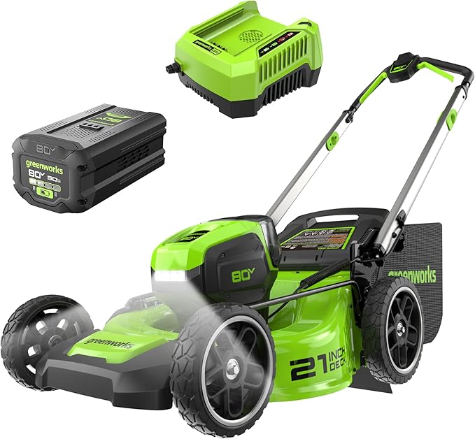 Greenworks 80V 21" (Push) Lawn Mower (Gen 2), 5.0Ah Battery