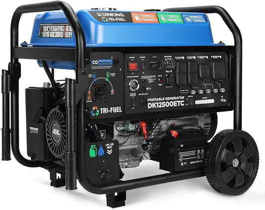 DK Upgraded 12500W Tri-fuel Generator, Remote Electric Quick Start, 10.5 Gal Super Tank, 120V 240V, CARB EPA Compliant Gas Propane or NG Powered Back Up (DK12500ETC)