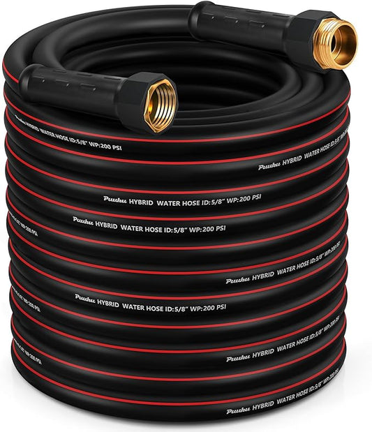 Garden Hose 100ft x 5/8", NON-EXPANDABLE Heavy Duty Premium Flexible Water Hose, No Kink, Leakproof, Lightweight Hybrid Hose with Male to Female Fittings for Household&Backyard
