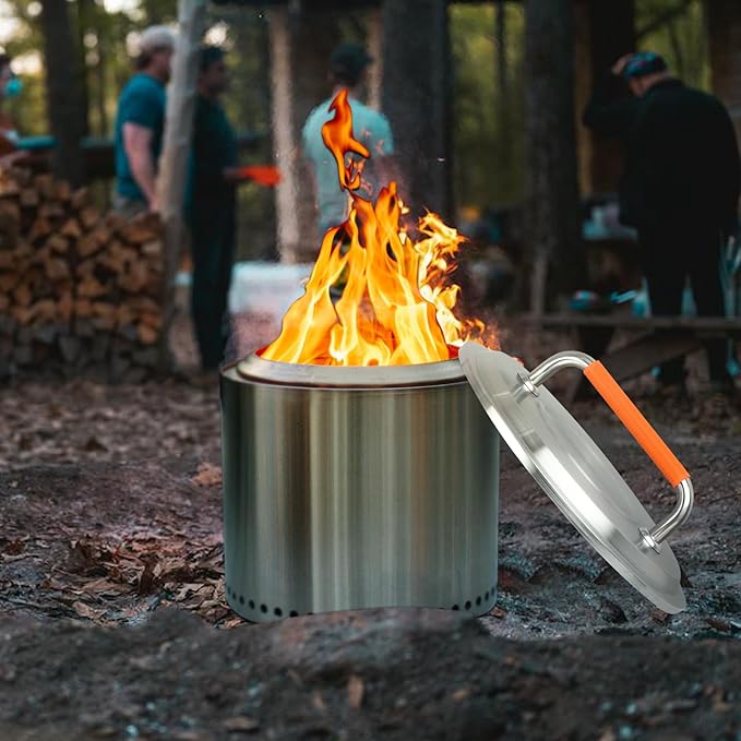 Fire Pit Lid Accessory for Bonfire Fire Pit, 20 inch Lid 304 Stainless Steel with Heat Resistant Handle for Solo Stove Bonfire 19.5"